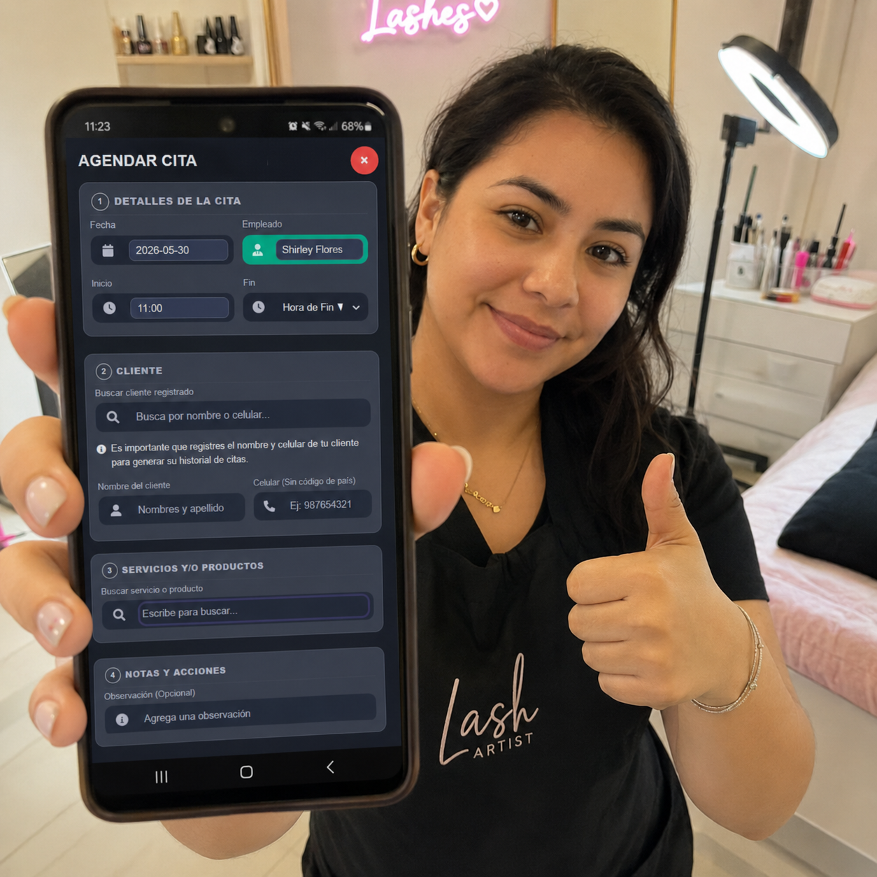 Formulario para registrar cita en salón de belleza