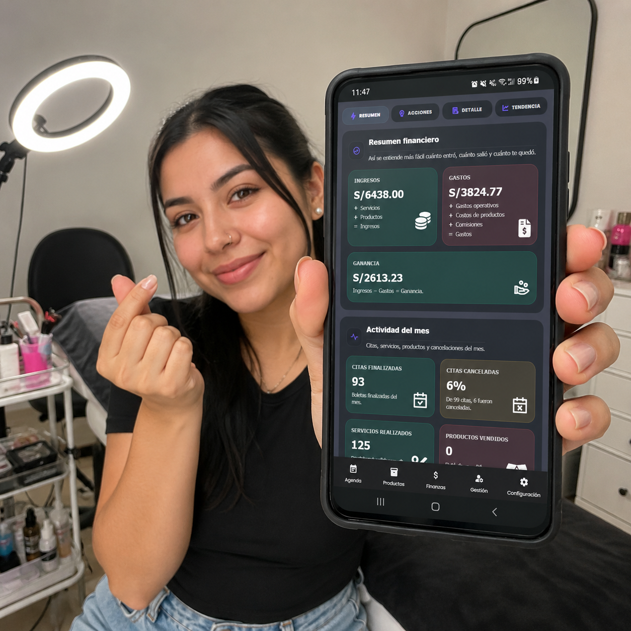 Reporte financiero para salón de belleza